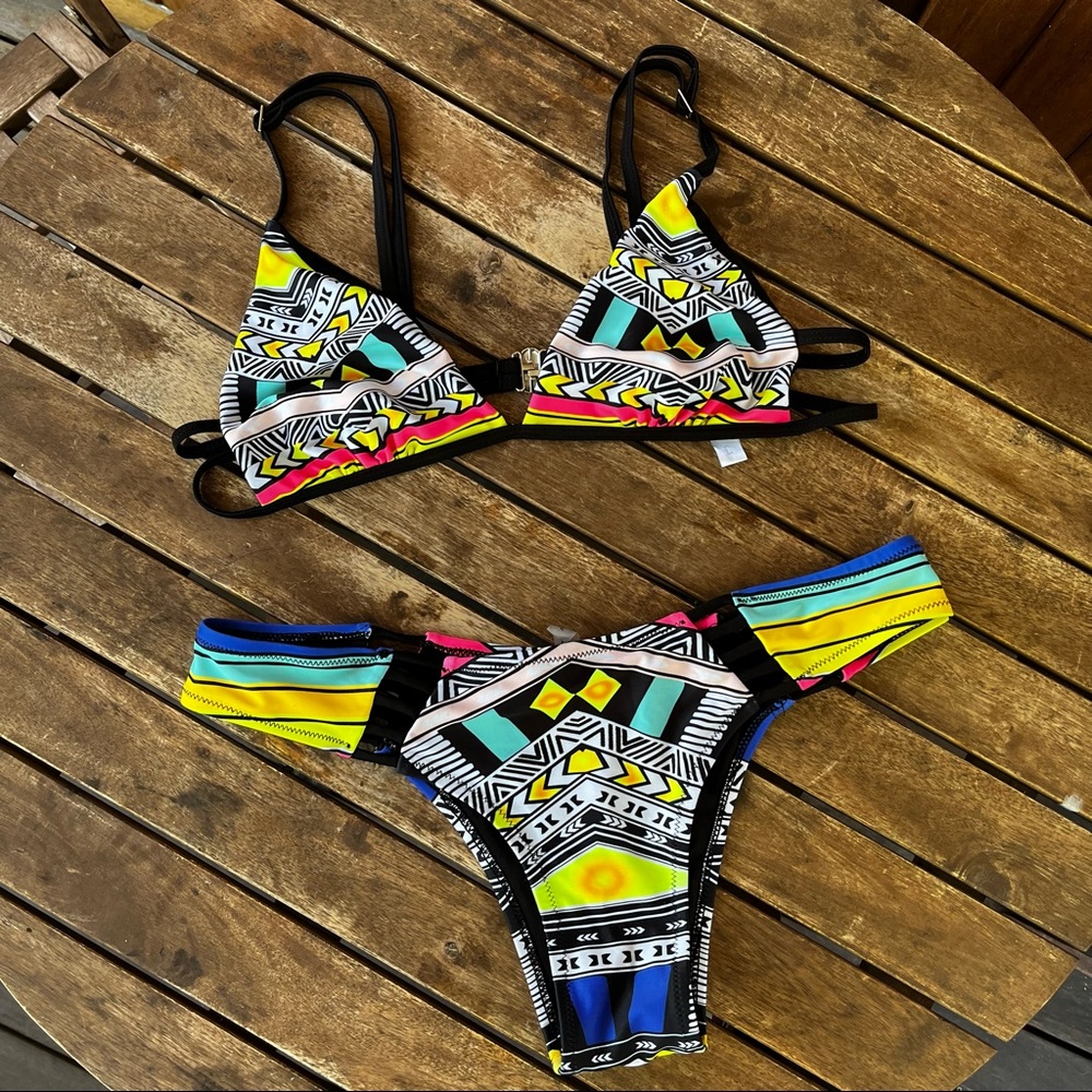 Neon Tribal Cheeky Bikini, Petite M/L